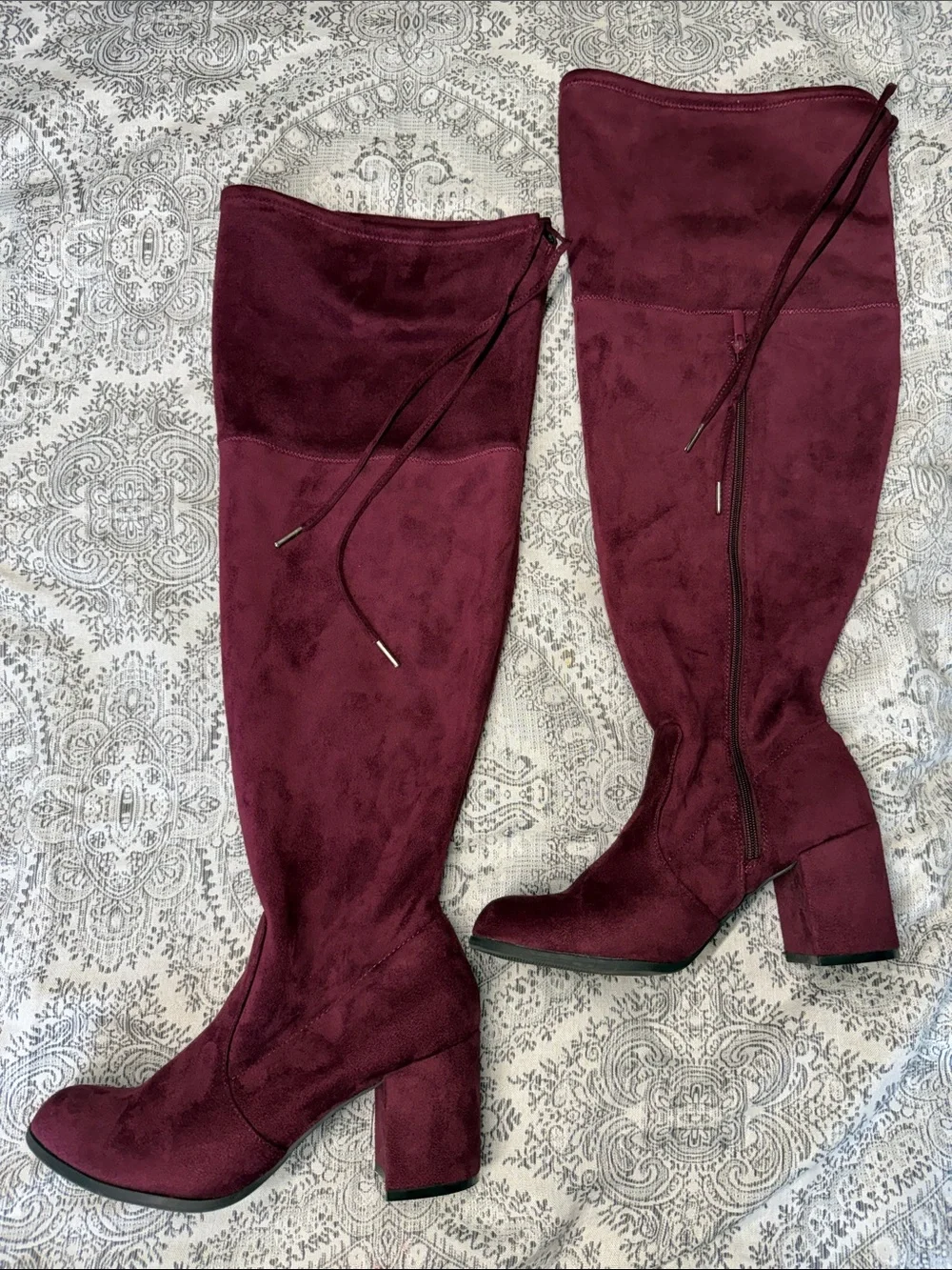Torrid - Over-the-Knee Block Heel Boots - Burgundy - Size 10